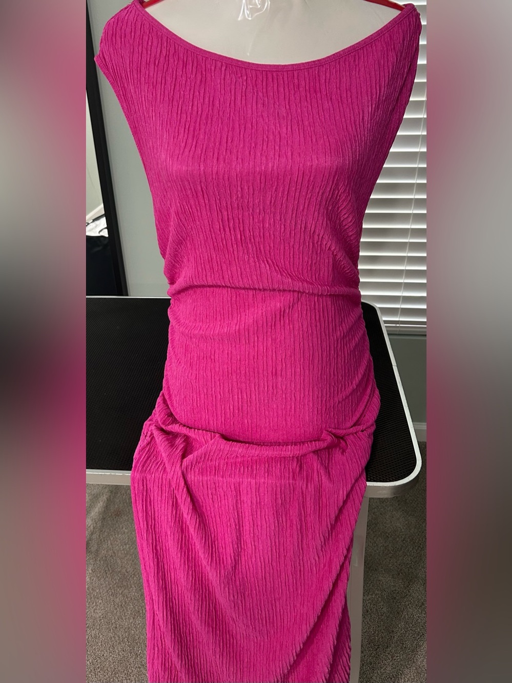 SHEIN Hot Pink Crinkle Maxi Dress